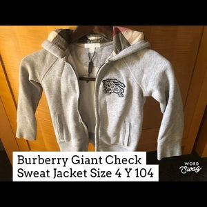 Authentic Burberry Size 4 4Y 104 Sweat Jacket